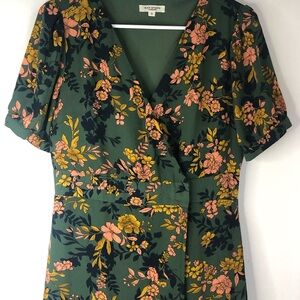 Max Studio Green and Orange Floral Dress